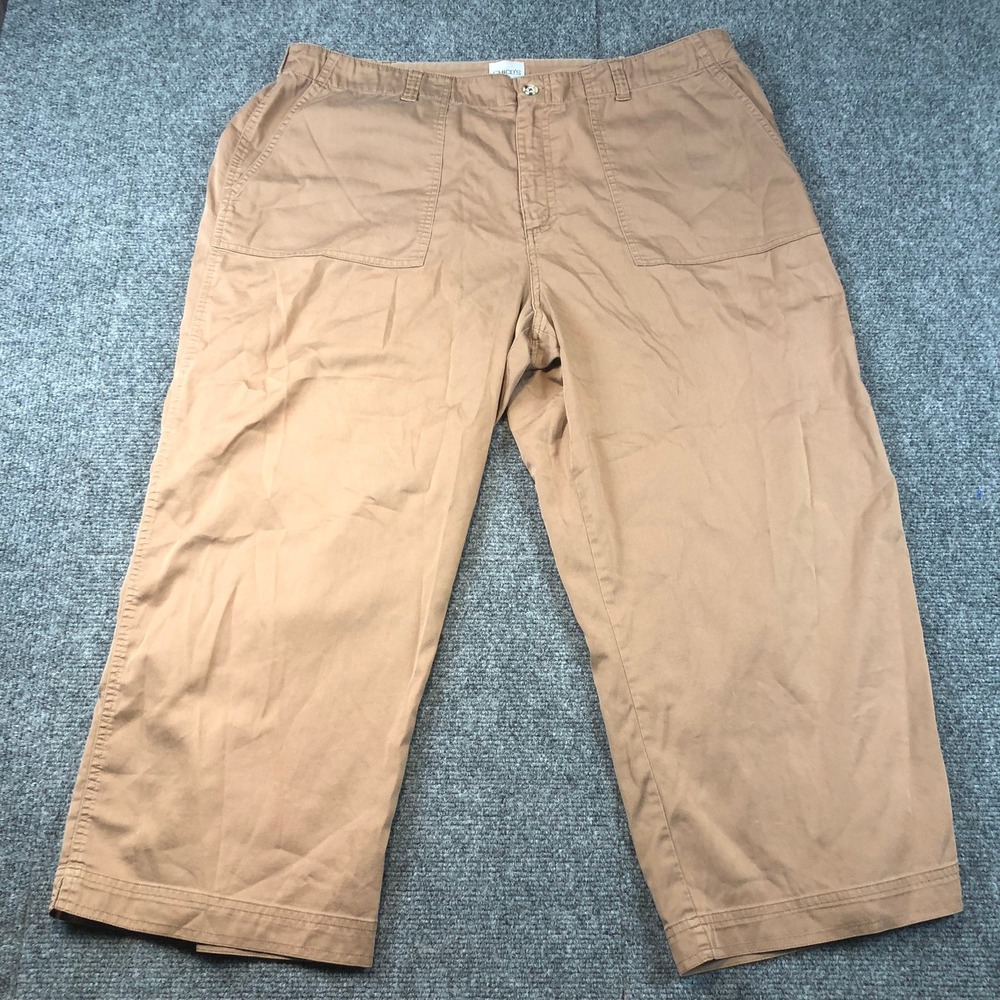 Chico's Crops Women's Size 3‎ Brown Casual Pants High Rise Relaxed